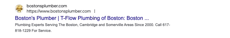 image of plumber search result in Boston